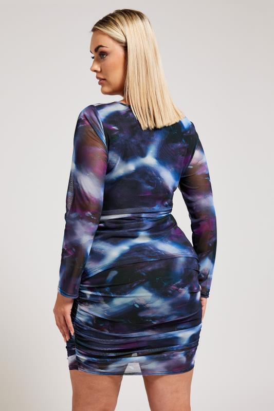 YOURS LONDON Plus Size Purple Mesh Abstract Print Top | Yours Clothing 3