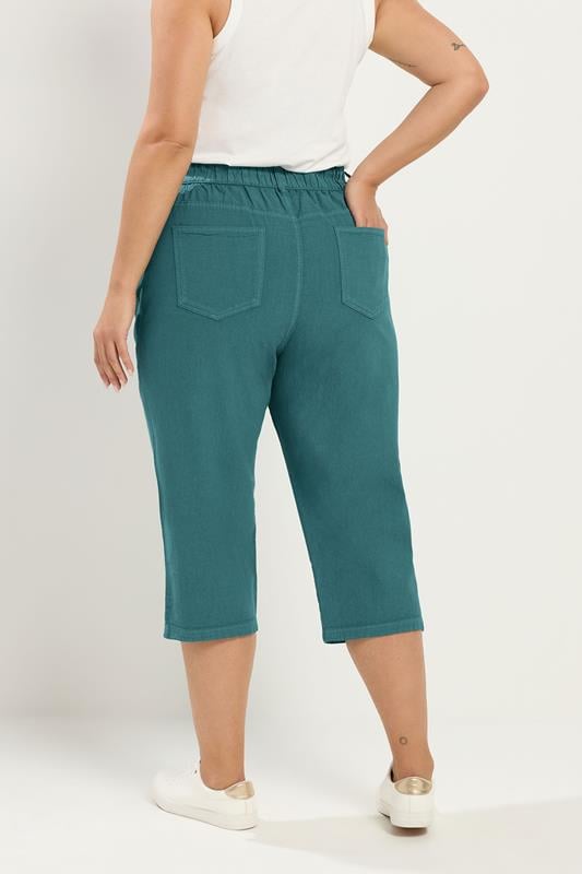 YOURS Plus Size Green Cropped Trousers | Yours Clothing 2