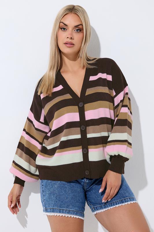  LIMITED COLLECTION Cardigan marron chocolat à rayures