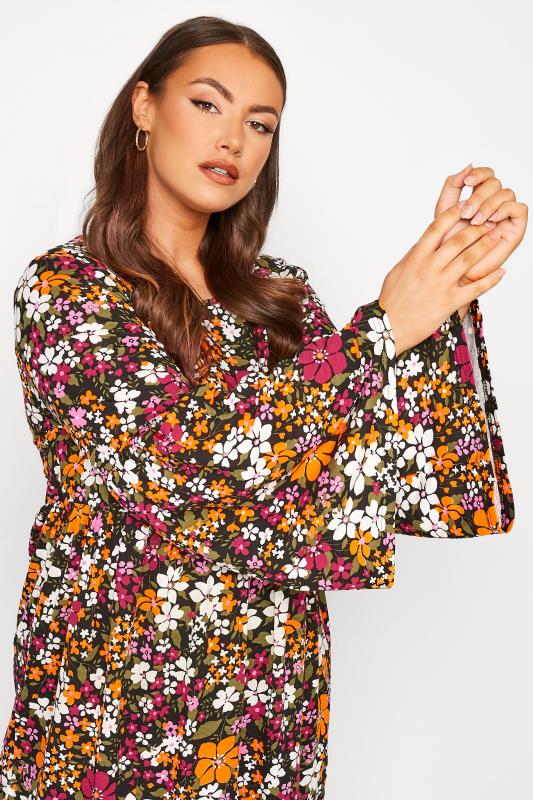 LIMITED COLLECTION Plus Size Black Floral Long Sleeve Smock Top | Yours Clothing  4