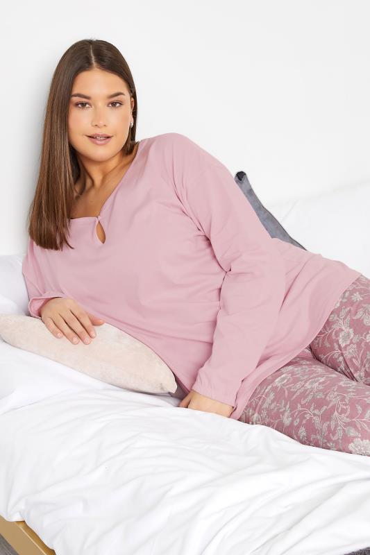 LTS Tall Women's Pink Keyhole Pyjama Top | Long Tall Sally 1