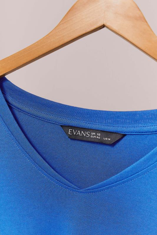 EVANS Plus Size Cobalt Blue V-Neck Modal Rich T-Shirt | Evans 6
