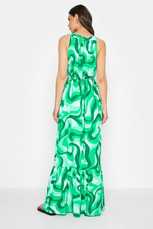 LTS Tall Bright Green Swirl Print Halter Neck Maxi Dress 3