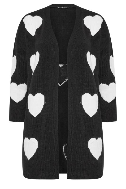 YOURS Plus Size Black Heart Print Longline Cardigan | Yours Clothing 5