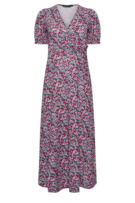 M&Co Petite Pink Ditsy Floral Print Maxi Wrap Dress | M&Co 5