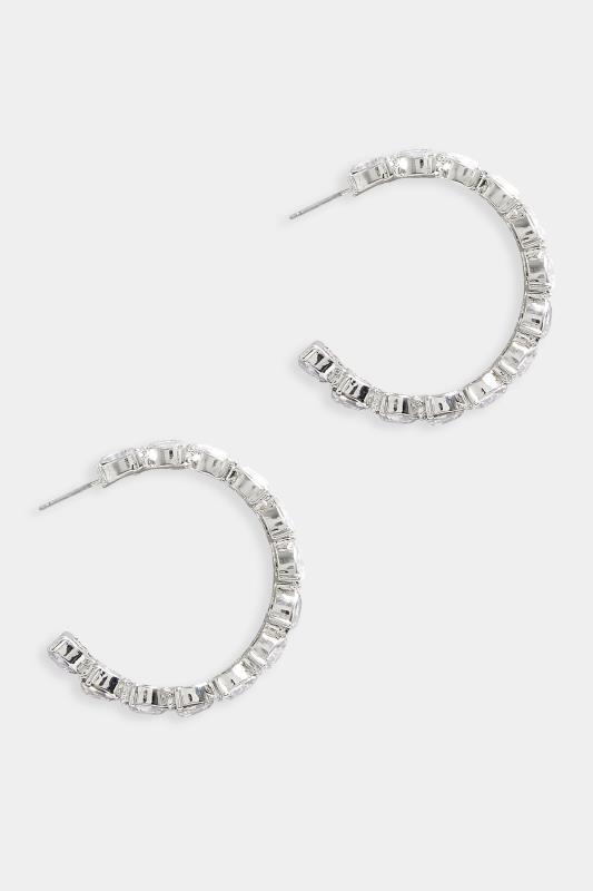 Silver Tone Diamante Hoop Earrings | Yours Clothing 2