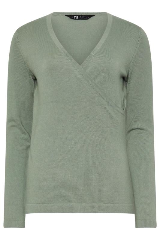 LTS Tall Sage Green Knit Wrap Top | Long Tall Sally 5