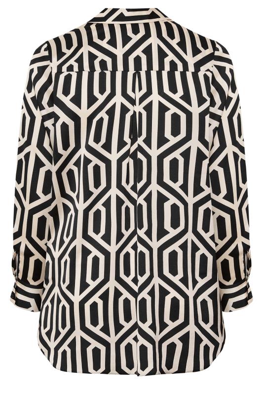 YOURS LONDON Plus Size Black & White Geometric Print Satin Shirt | Yours Clothing 7