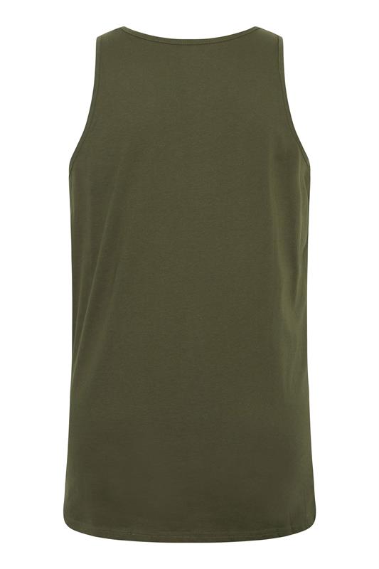 BadRhino Big & Tall Khaki Green Extra Long Plain Vest Top | BadRhino 6