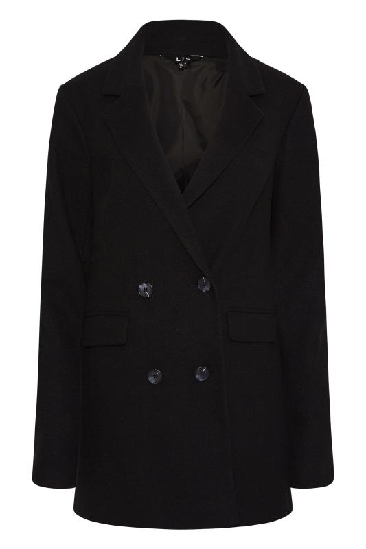 LTS Tall Black Double Breasted Brushed Jacket_F.jpg