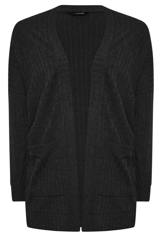YOURS Plus Size Black Ribbed Pocket Cardigan | Yours Clothing 6
