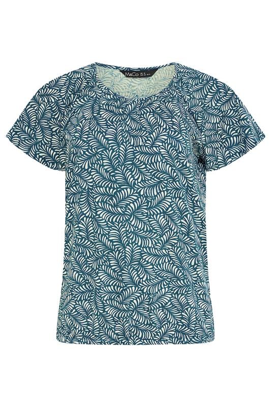 M&Co Baumwoll-Oberteil in Marineblau mit Blattmuster und U-Ausschnitt