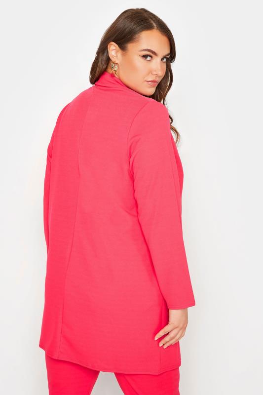LIMITED COLLECTION Plus Size Hot Pink Longline Blazer | Yours Clothing 3