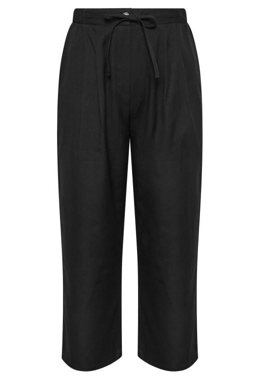 YOURS Plus Size Black Drawstring Wide Leg Trousers | Yours Clothing  5