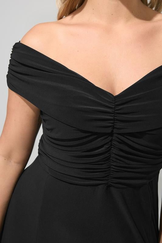 YOURS LONDON Curve Black Gathered Front Maxi Dress | Yours Clothing  4
