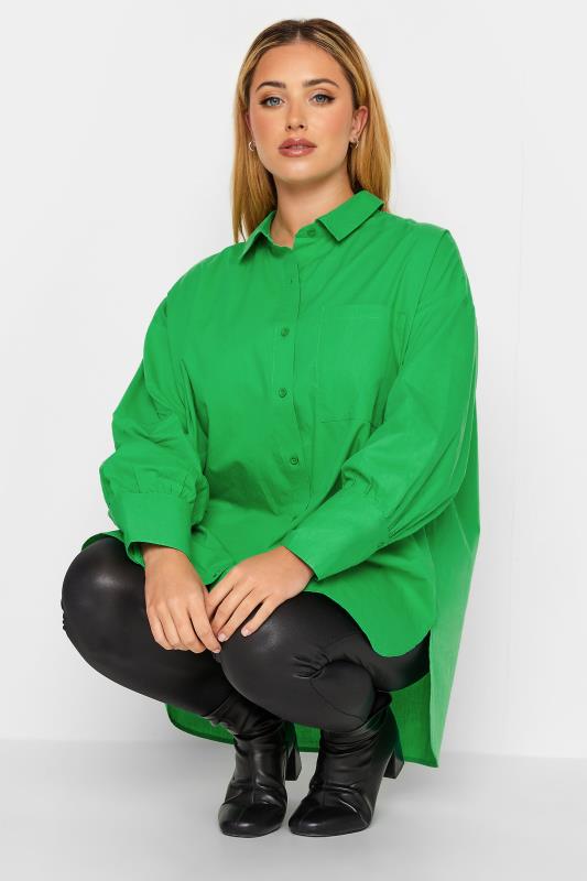 Plus Size Green Oversized Poplin Shirt | Yours Clothing 4