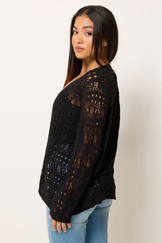 M&Co Petite Black Open Front Crochet Cardigan | M&Co 2