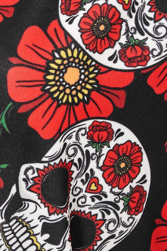 Plus Size YOURS LONDON Black Skull Print Wrap Halloween Midi Dress | Yours Clothing 5