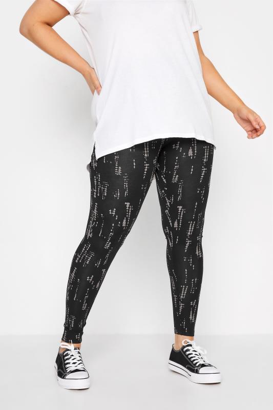 2 PACK Curve Black & Textured Print Soft Touch Leggings 4