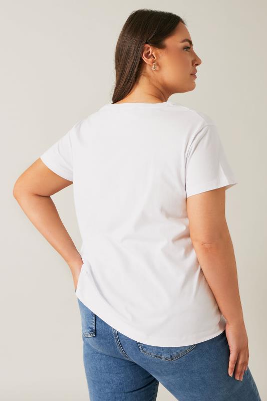 EVANS Curve White Stud Embellished Pure Cotton T-Shirt 2