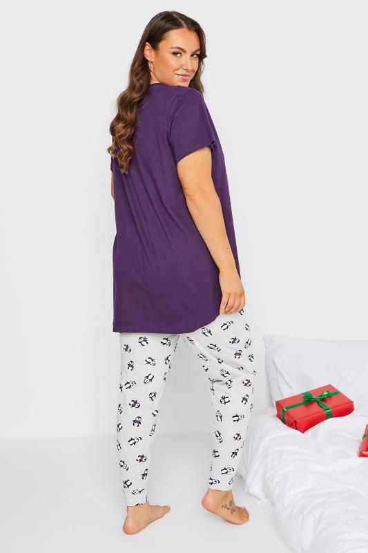 Curve Plus Size Purple & White 'Just Chillin' Pyjama Set | Yours Clothing 2