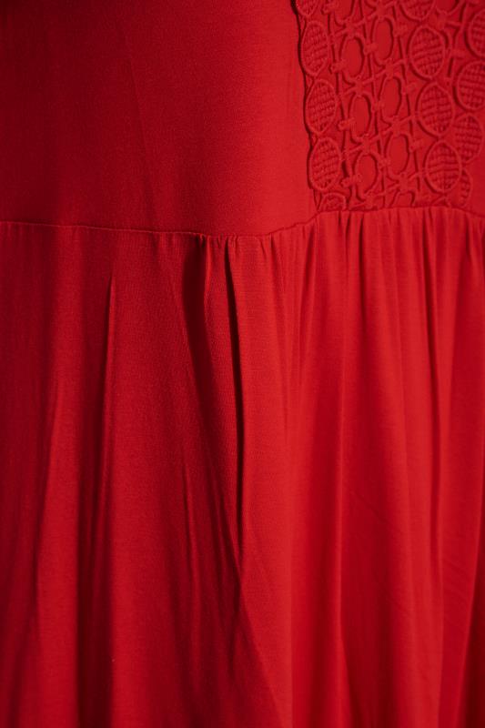Plus Size Red Crochet Detail Peplum Tunic | Yours Clothing 5