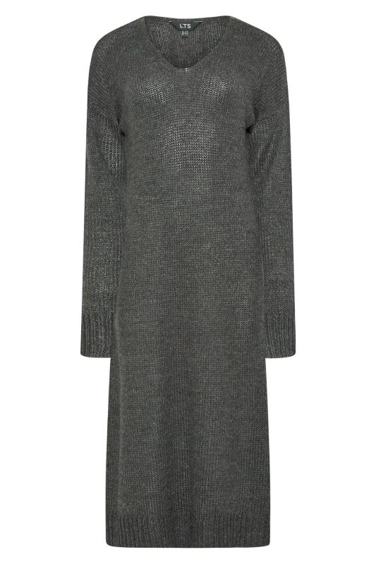 LTS Tall Charcoal Grey Knitted Midi Dress_F.jpg