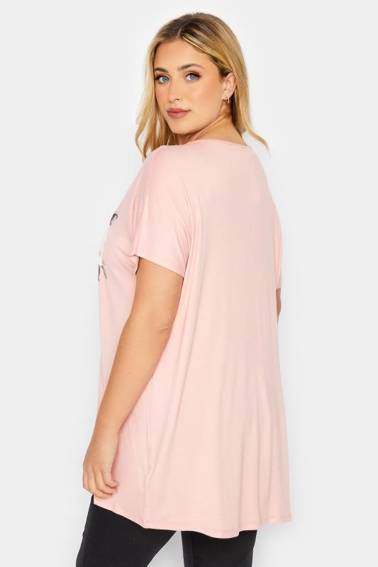 Plus Size Pink 'So Glamorous' Butterfly Print T-Shirt | Yours Clothing 3