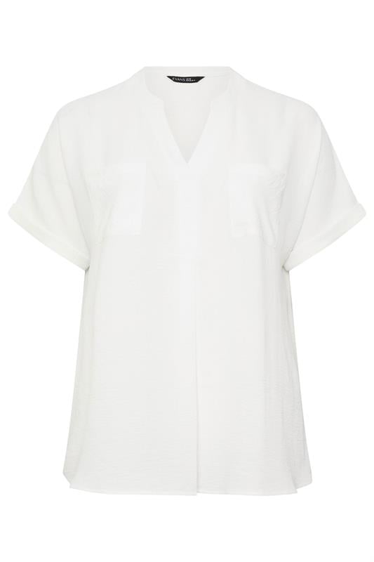 EVANS Plus Size White Short Sleeve Utility Blouse | Evans  6