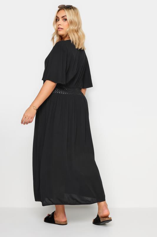 YOURS Plus Size Black Crinkle Maxi Kimono | Yours Clothing 5