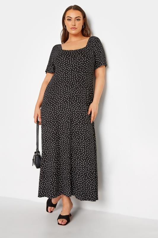  LIMITED COLLECTION Curve Black Spot Print Maxi Dress