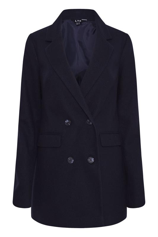 LTS Tall Navy Blue Double Breasted Brushed Jacket 6