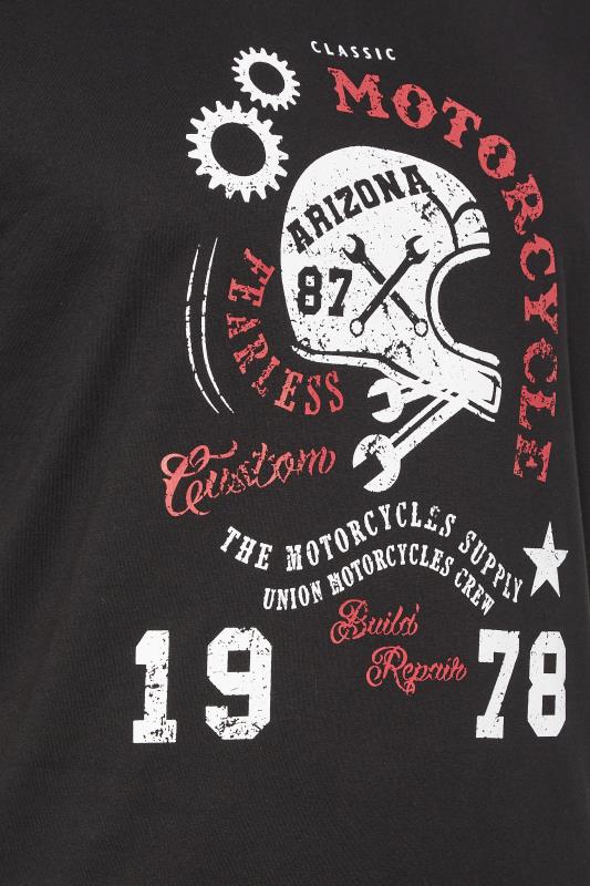 BadRhino Plus Size Big & Tall Black Helmet Print 'Motorcycle' Slogan T-Shirt | BadRhino 2