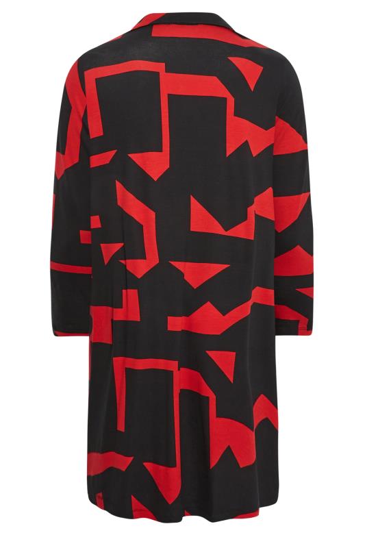 YOURS Curve Plus Size Black & Red Geometric Print Tunic Shirt | Yours Clothing  8