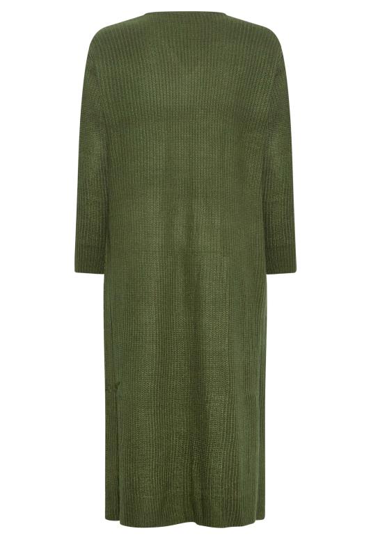 YOURS Plus Size Khaki Green Midaxi Knitted Jumper Dress | Yours Clothing 7