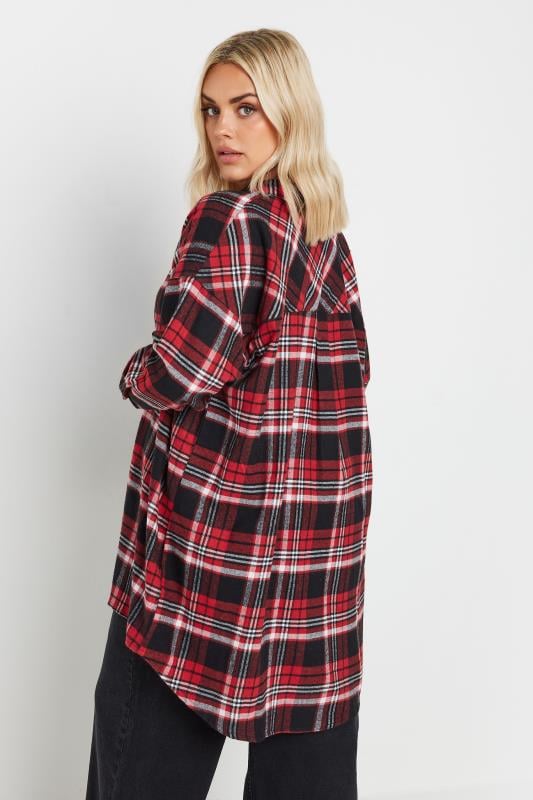 YOURS Plus Size Red Check Print Oversized Shirt | Yours Clothing 4