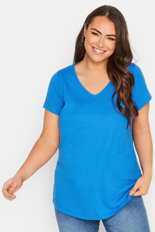 YOURS Plus Size Blue Essential T-Shirt | Yours Clothing 1