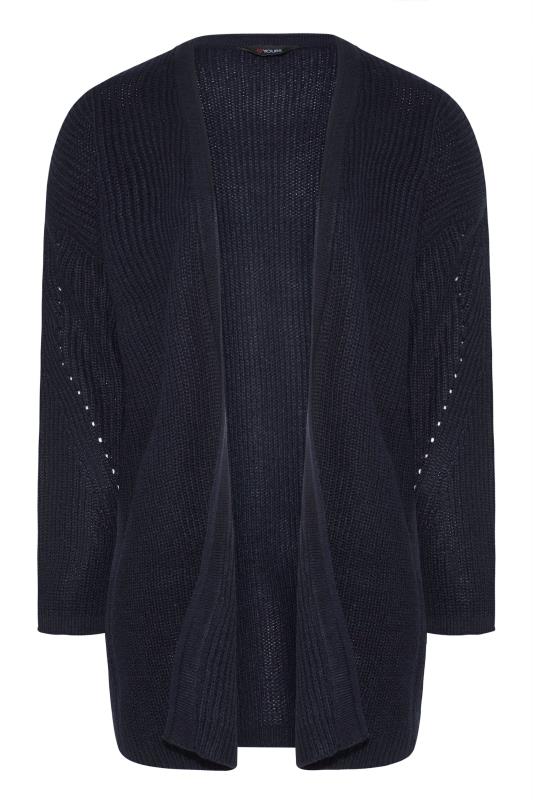 Plus Size Curve Navy Blue Essential Knitted Cardigan | Yours Clothing 6