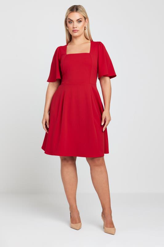  LIMITED COLLECTION Curve Red Angel Sleeve Mini Dress