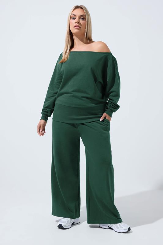  LIMITED COLLECTION Curve bosgroene joggingbroek met wijde pijpen