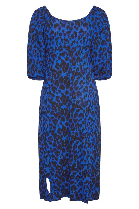 LIMITED COLLECTION Plus Size Navy Blue Leopard Print Wrap Milkmaid Dress | Yours Clothing 7