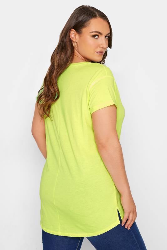 YOURS FOR GOOD Curve Neon Green Topstitch Short Sleeve T-shirt_C.jpg