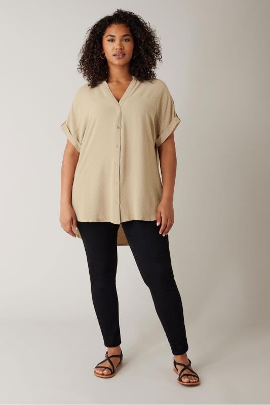 EVANS Plus Size Natural Brown Short Sleeve Blouse | Evans 2