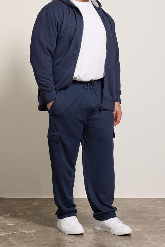 KAM Big & Tall Navy Blue Cargo Joggers