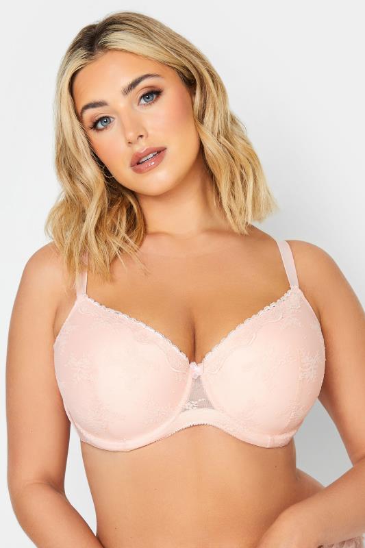 YOURS 2 PACK Plus Size Pink & Cream Padded Lace Bra | Yours Clothing  2