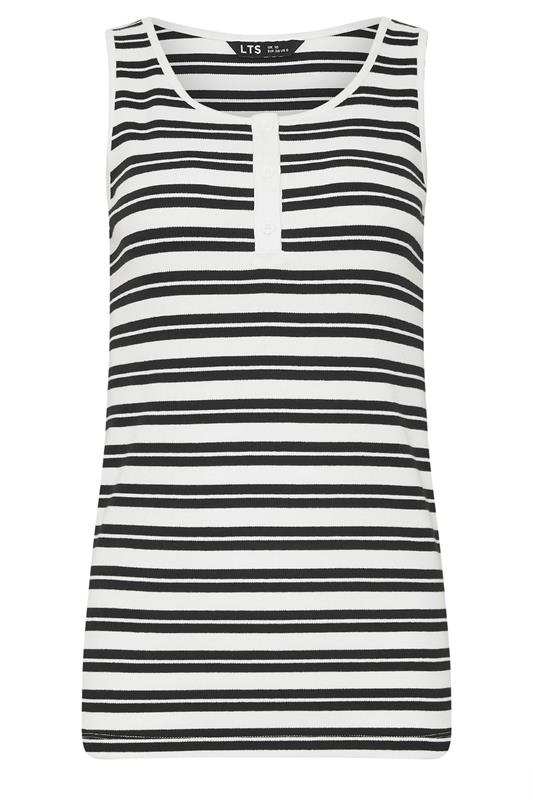 LTS Tall Women's Black & White Stripe Ribbed Placket Vest | Long Tall Sally 7