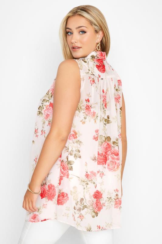 Plus Size White Floral Sleeveless Swing Blouse | Yours Clothing 3