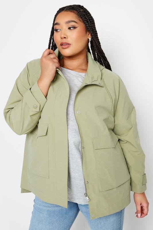 YOURS Plus Size Sage Green Raglan Lightweight Jacket | Yours Clothing 1