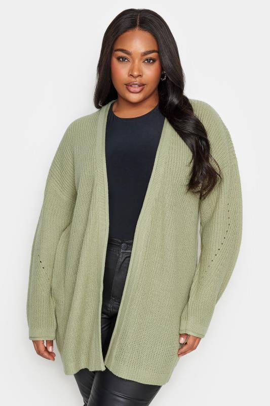  Grande Taille YOURS Curve Sage Green Essential Knitted Cardigan