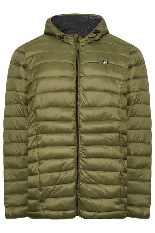 BLEND Big & Tall Khaki Green Hooded Padded Jacket | BadRhino 3